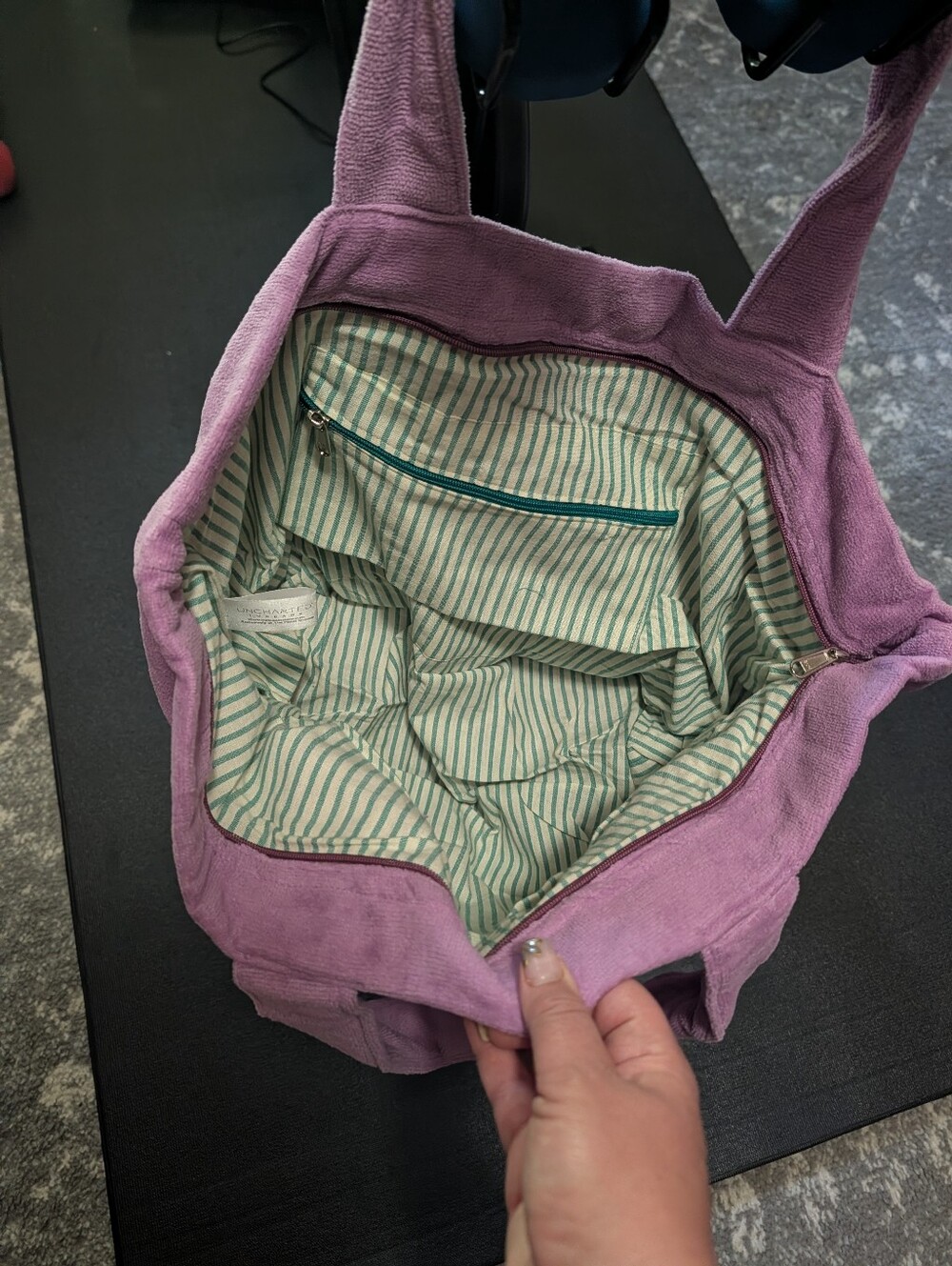 Purple terry cloth bag - Picture 4 of 4